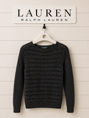 LAUREN RALPH LAUREN – Black Open-Knit Sweater – Size L